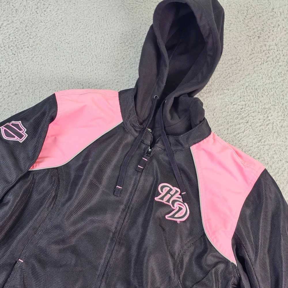 Harley-Davidson Jacket Womens 1W Black Pink 3-N-1 Mesh Riding Full Zip Biker